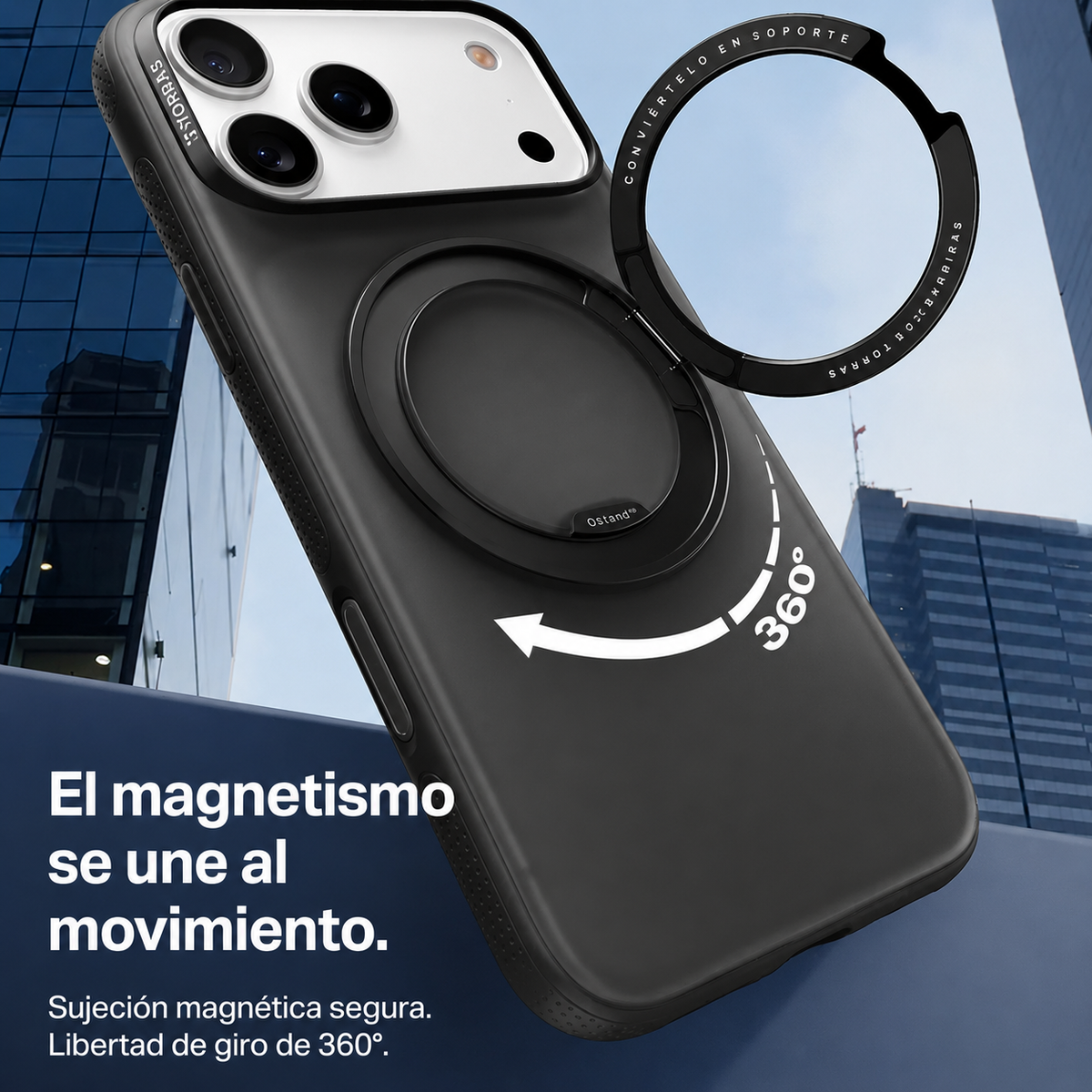 TORRAS Funda Ostand R Fitness Series con Soporte para iPhone 17 Pro/18 Pro Compatible con MagSafe, Negro