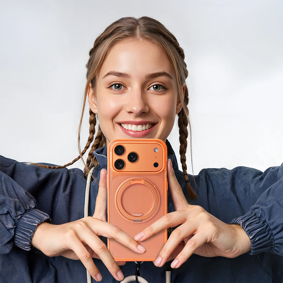 TORRAS Funda Ostand R Fitness Series con Soporte para iPhone 17 Pro/18 Pro Compatible con MagSafe, Naranja
