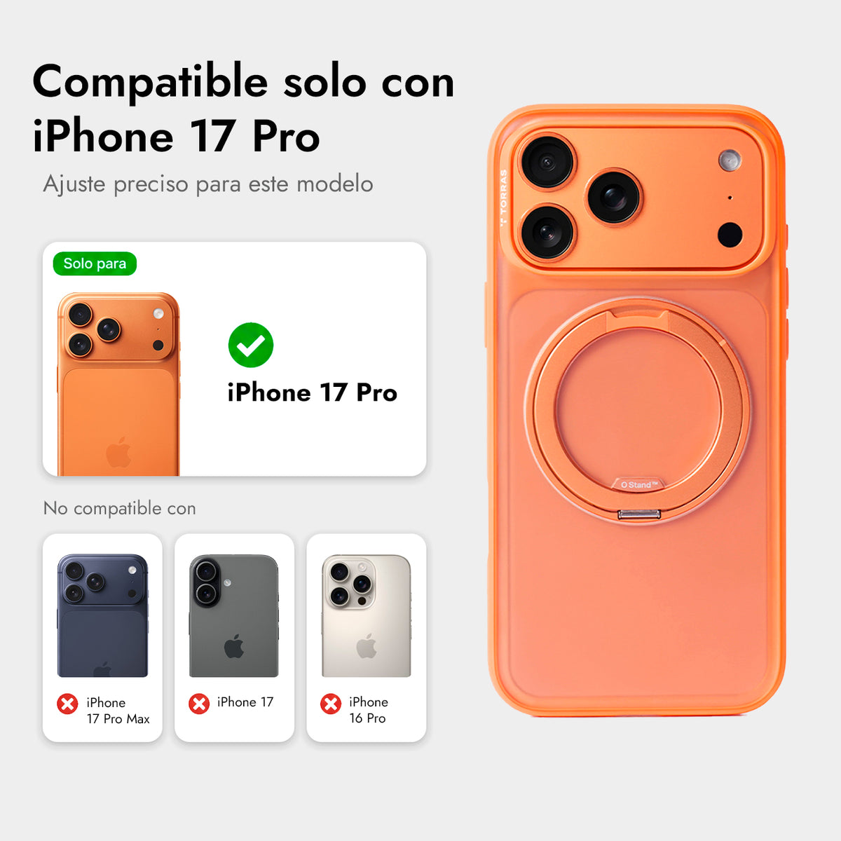 TORRAS Funda Ostand R Fitness Series con Soporte para iPhone 17 Pro/18 Pro Compatible con MagSafe, Naranja