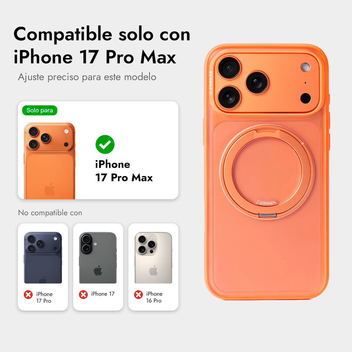 TORRAS Funda Ostand R Fitness Series con Soporte para iPhone 17 Pro Max/18 Pro Max Compatible con MagSafe, Naranja