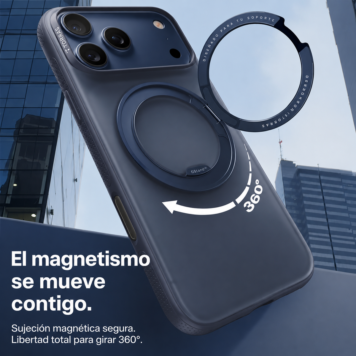 TORRAS Funda Ostand R Fitness Series con Soporte para iPhone 17 Pro/18 Pro Compatible con MagSafe, Azul Marino
