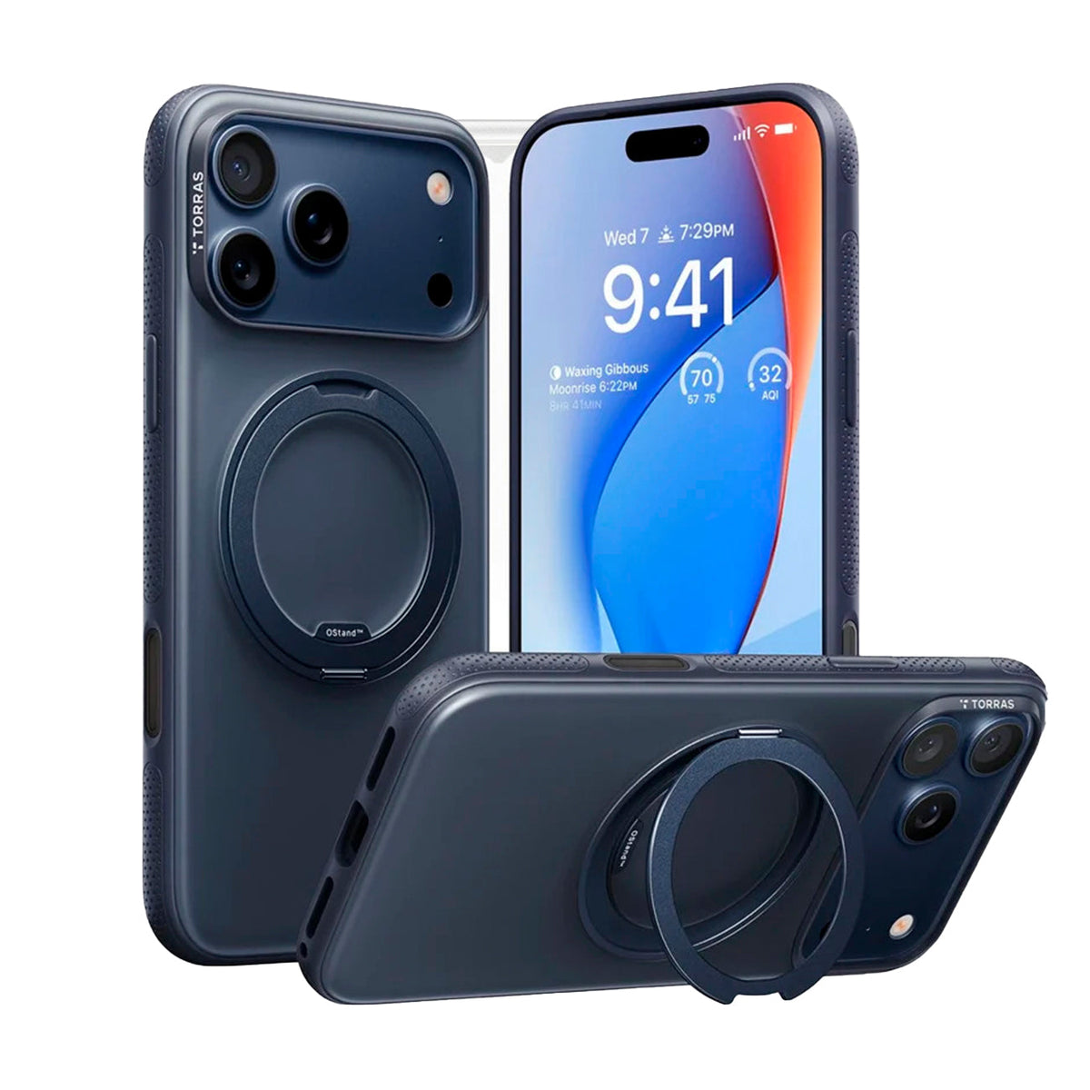 TORRAS Funda Ostand R Fitness Series con Soporte para iPhone 17 Pro Max/18 Pro Max Compatible con MagSafe, Azul Marino