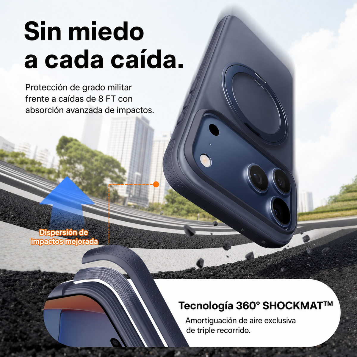 TORRAS Funda Ostand R Fitness Series con Soporte para iPhone 17 Pro Max/18 Pro Max Compatible con MagSafe, Azul Marino