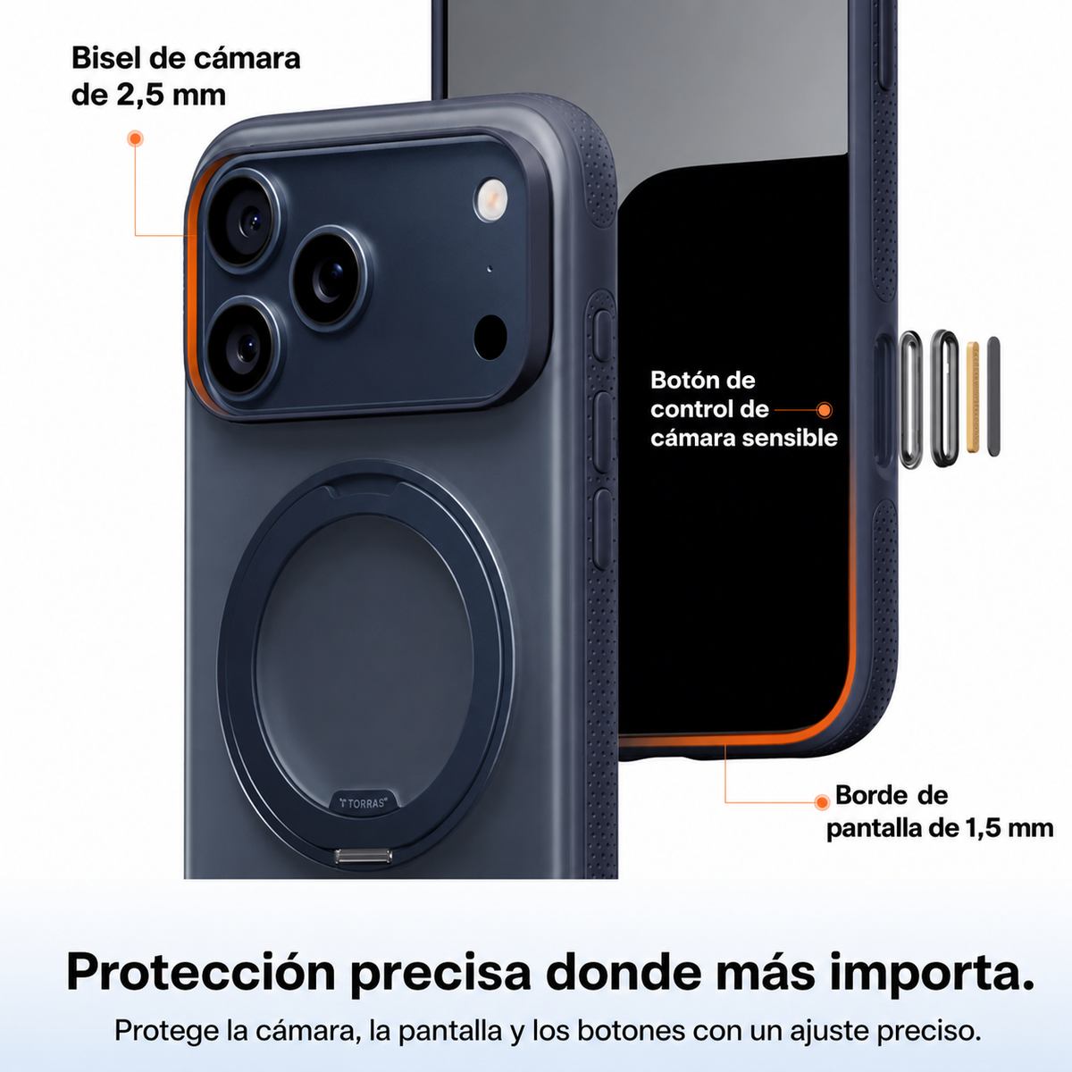 TORRAS Funda Ostand R Fitness Series con Soporte para iPhone 17 Pro/18 Pro Compatible con MagSafe, Azul Marino