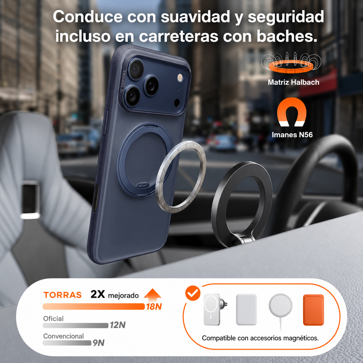 TORRAS Funda Ostand R Fitness Series con Soporte para iPhone 17 Pro Max/18 Pro Max Compatible con MagSafe, Azul Marino
