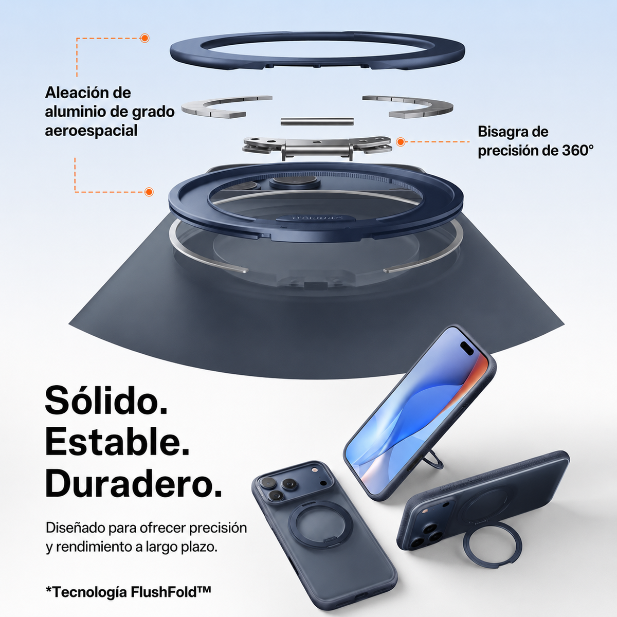 TORRAS Funda Ostand R Fitness Series con Soporte para iPhone 17 Pro Max/18 Pro Max Compatible con MagSafe, Azul Marino