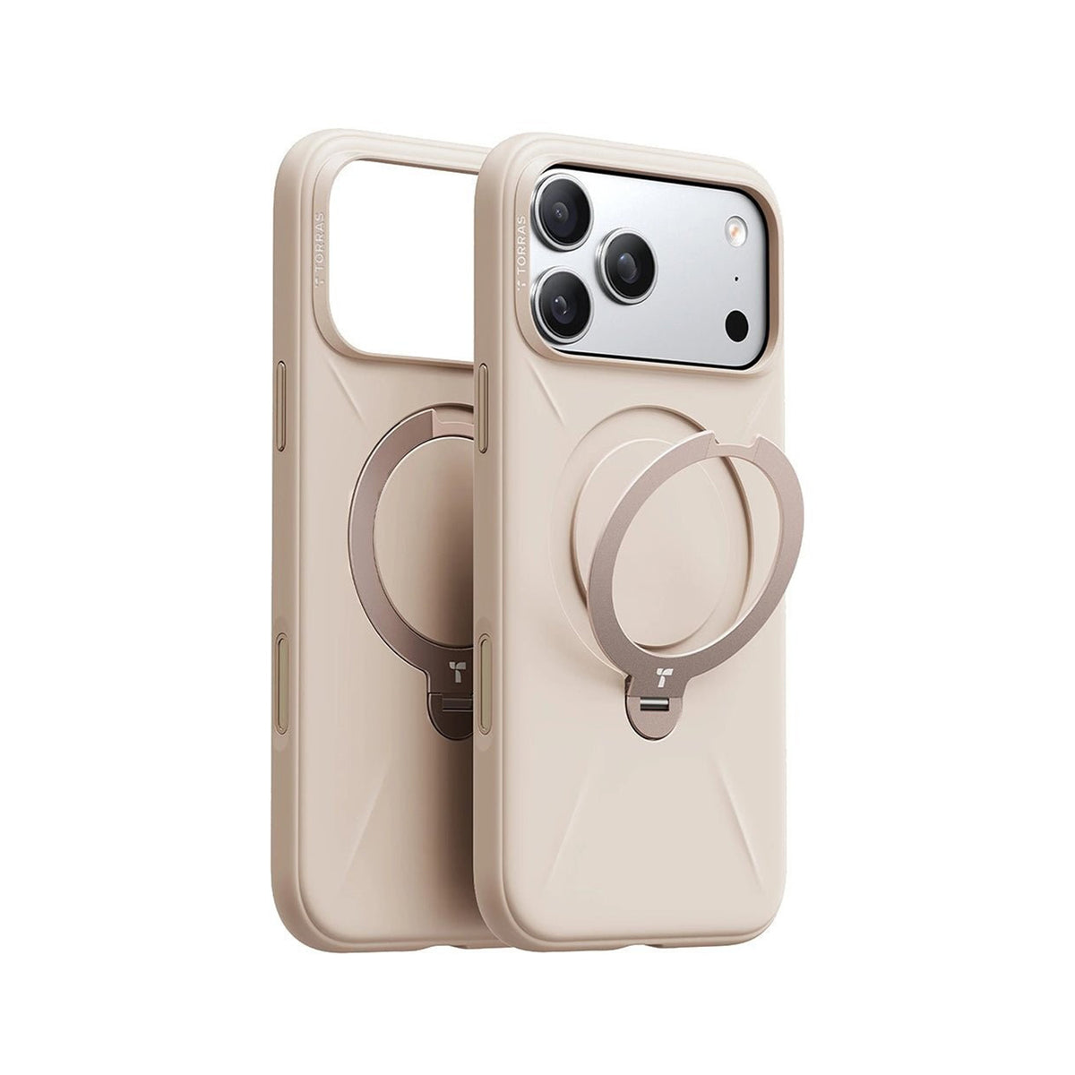 TORRAS Funda Ostand Spin Softune Series con Soporte para iPhone 17 Pro/18 Pro Compatible con MagSafe, Dessert Gold