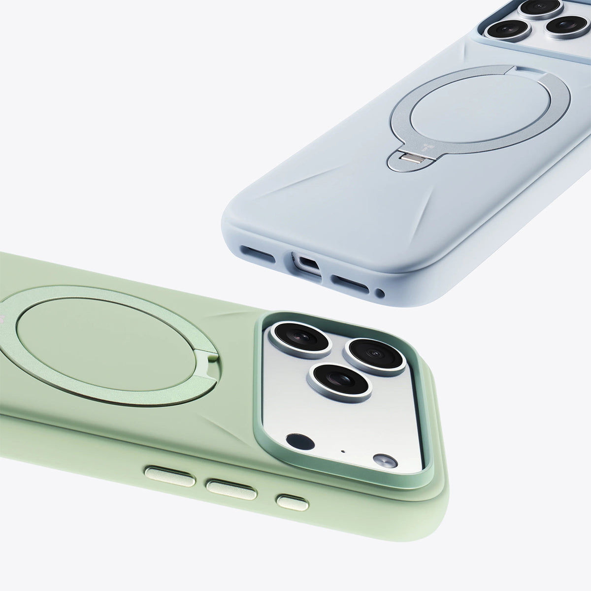 TORRAS Funda Ostand Spin Softune Series con Soporte para iPhone 17 Pro Max/18 Pro Max Compatible con MagSafe, Azul Bebé