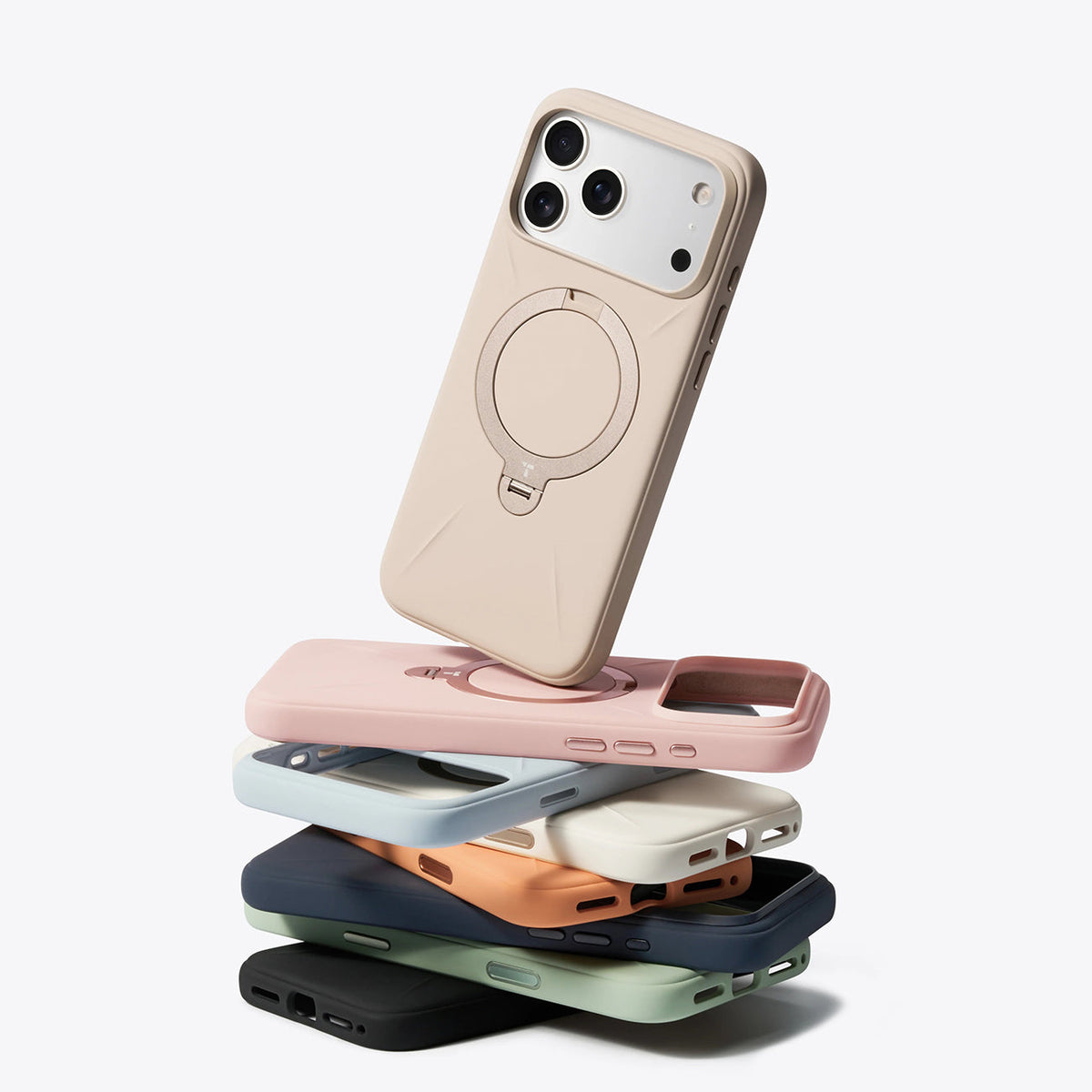 TORRAS Funda Ostand Spin Softune Series con Soporte para iPhone 17 Pro/18 Pro Compatible con MagSafe, Verde