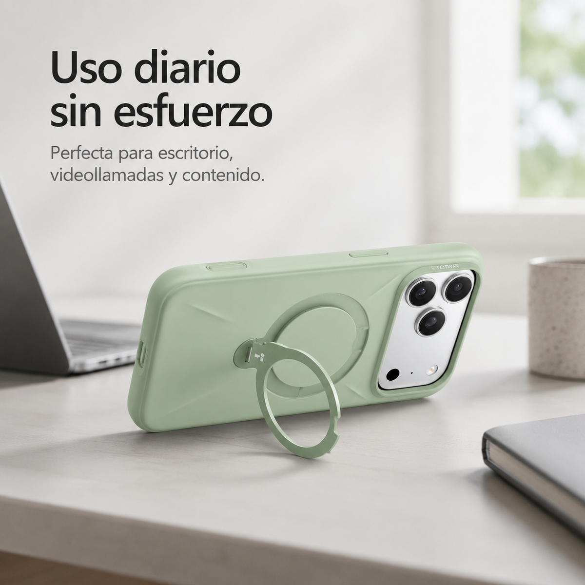 TORRAS Funda Ostand Spin Softune Series con Soporte para iPhone 17 Pro Max/18 Pro Max Compatible con MagSafe, Verde