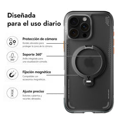 TORRAS Funda Ostand Spin Air Series iPhone 16 Pro Max Shadow Black