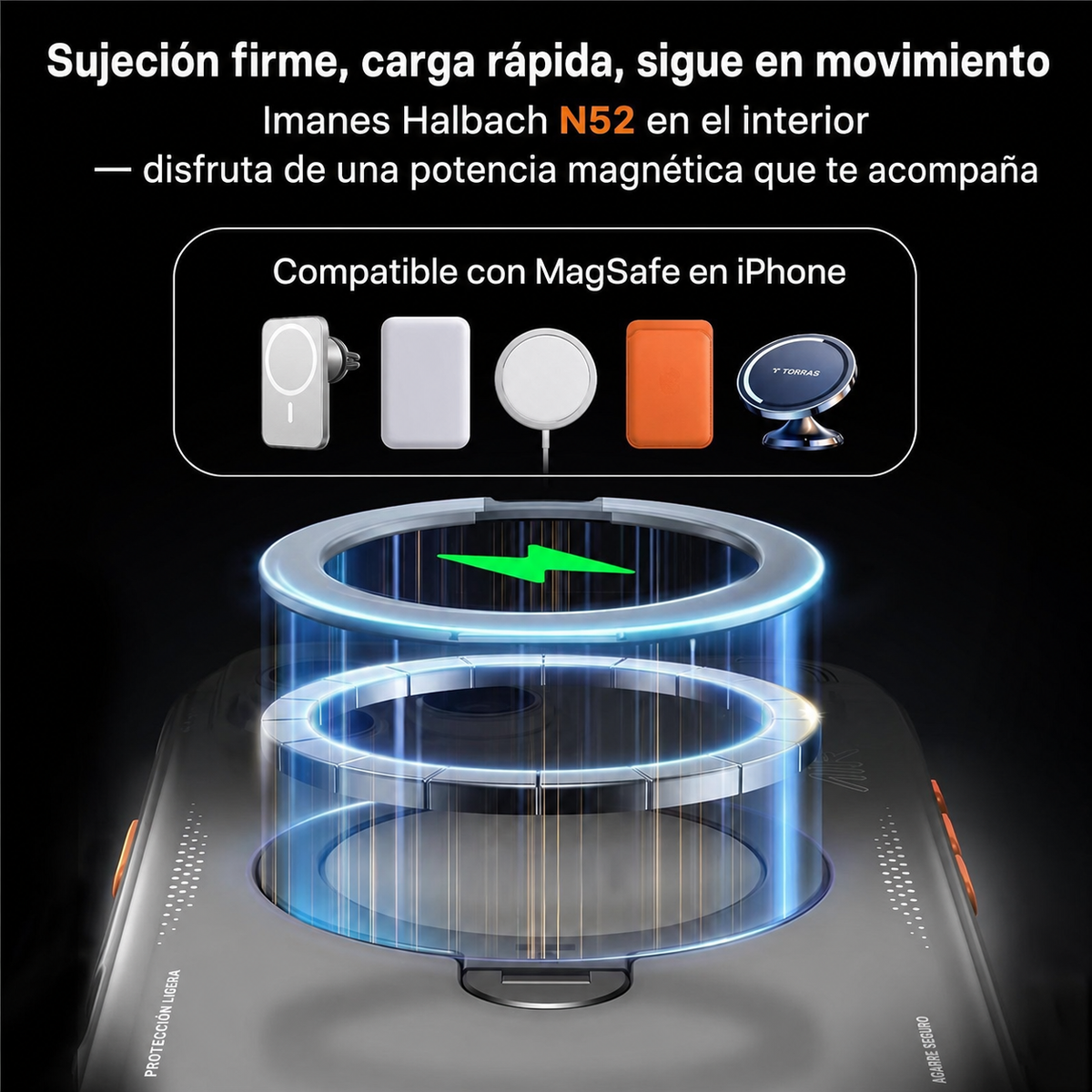 TORRAS Funda Ostand Spin Air Series con Soporte para iPhone 16 Pro Max Compatible con MagSafe, Shadow Black