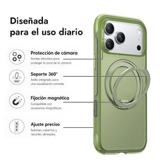 TORRAS Funda O3 Air con Soporte Giratorio para iPhone 17 Pro Compatible con MagSafe, Verde Bosque
