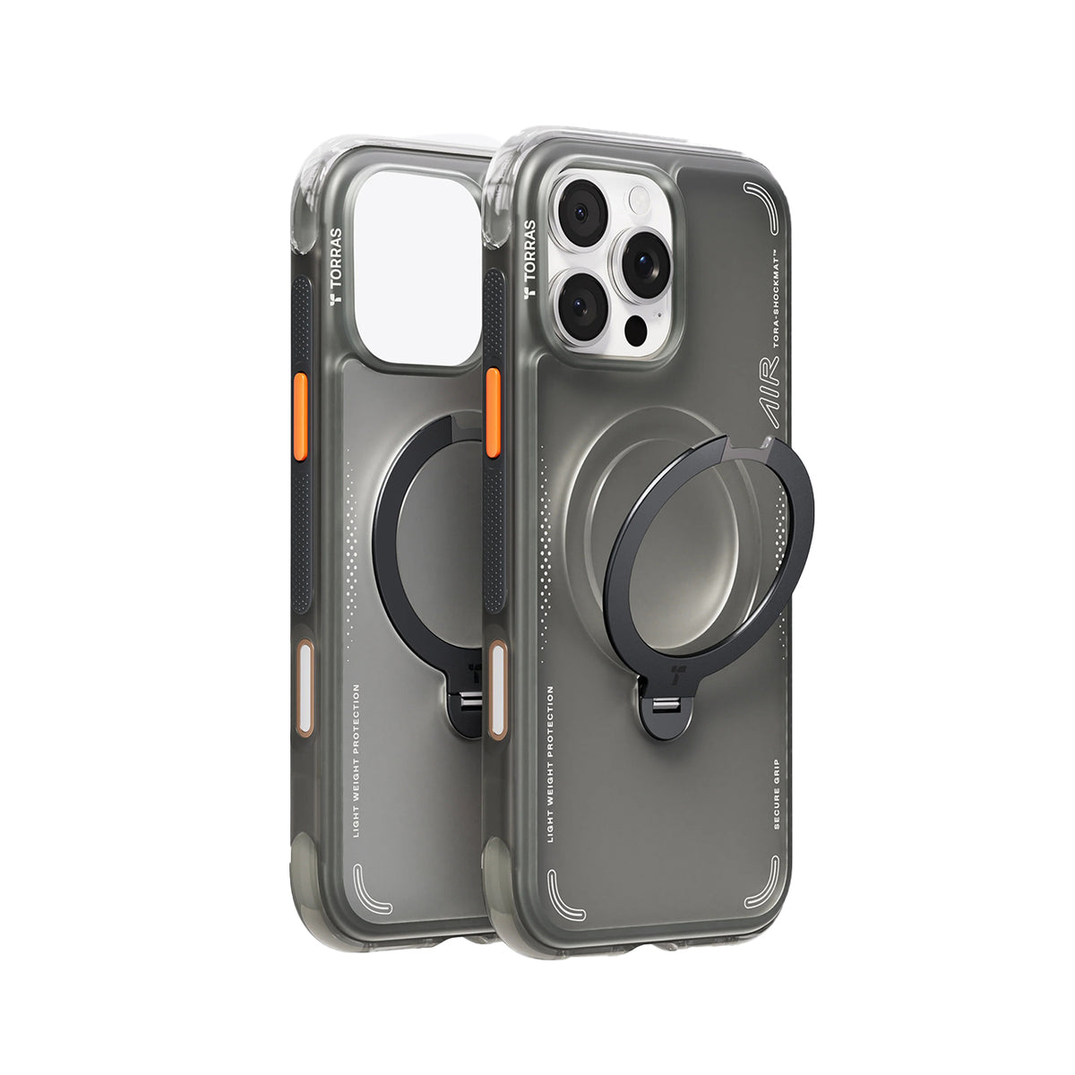 TORRAS Funda Ostand Spin Air Series con Soporte para iPhone 16 Pro Compatible con MagSafe, Negro