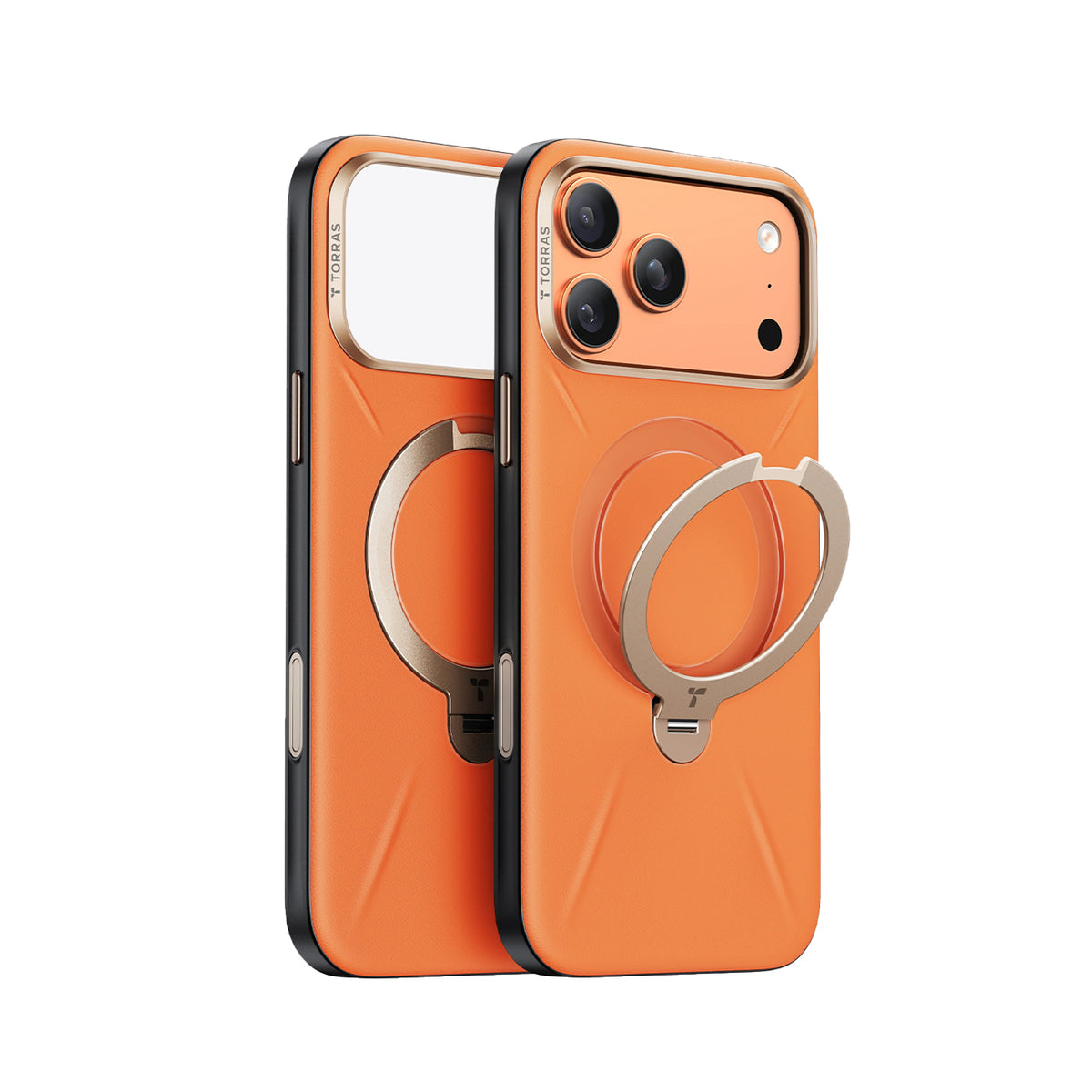 TORRAS Funda Ostand Spin VegSkin Series con Soporte para iPhone 17 Pro Max/18 Pro Max Compatible con MagSafe, Naranja