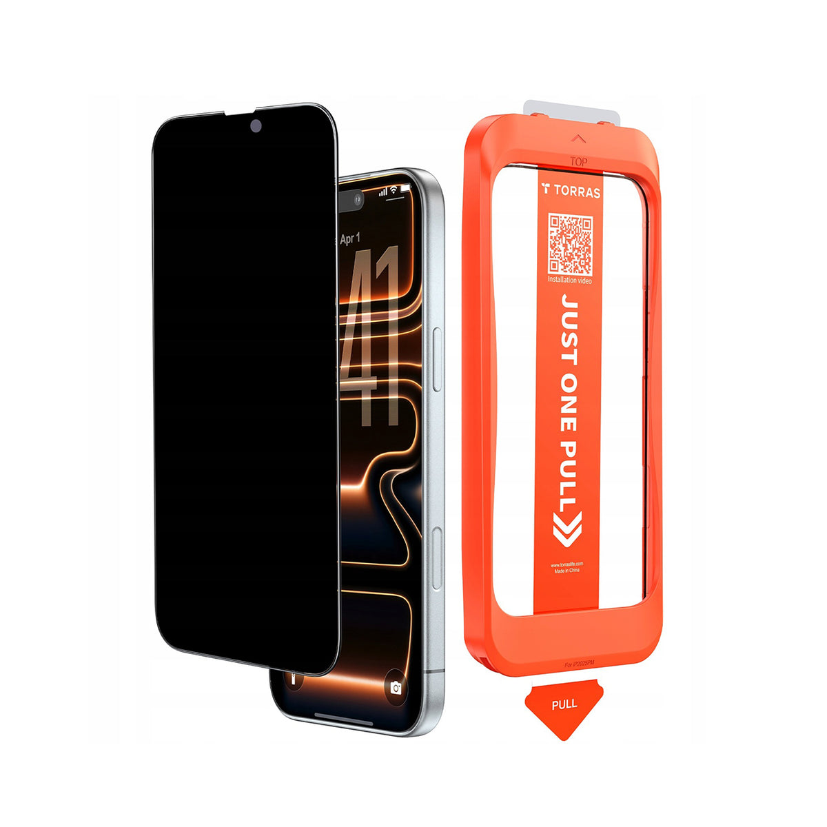 TORRAS Cristal Templado Privacidad con Kit de Alineación Guiada para iPhone 17, Negro