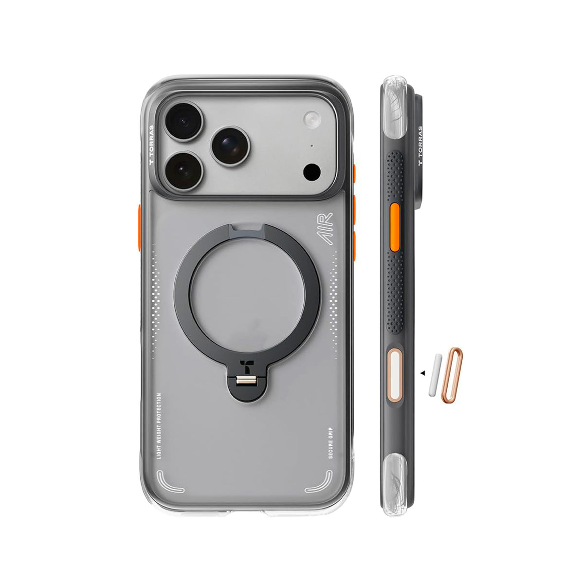 TORRAS Case for iPhone 17 Pro Max - MagSafe Compatible Cover with Ostand Q3 Air Rotatable Stand, Black, Protection and Precise Fit