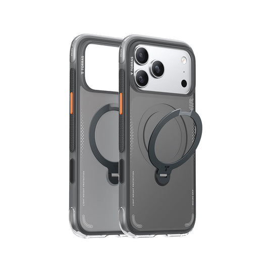 TORRAS Funda para iPhone 17 Pro – Carcasa Compatible con MagSafe y Soporte Giratorio Ostand Q3 Air Negra, Protección y Ajuste Preciso