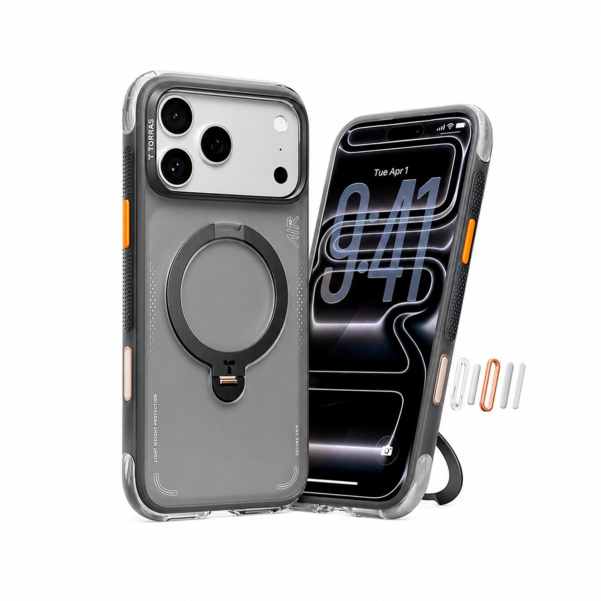 TORRAS Case for iPhone 17 Pro Max - MagSafe Compatible Cover with Ostand Q3 Air Rotatable Stand, Black, Protection and Precise Fit