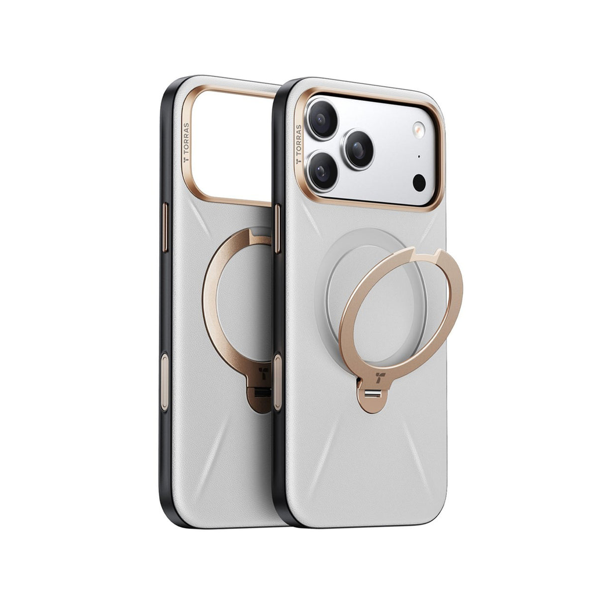 TORRAS Funda Ostand Spin VegSkin Series con Soporte para iPhone 17 Pro Max/18 Pro Max Compatible con MagSafe, Gris