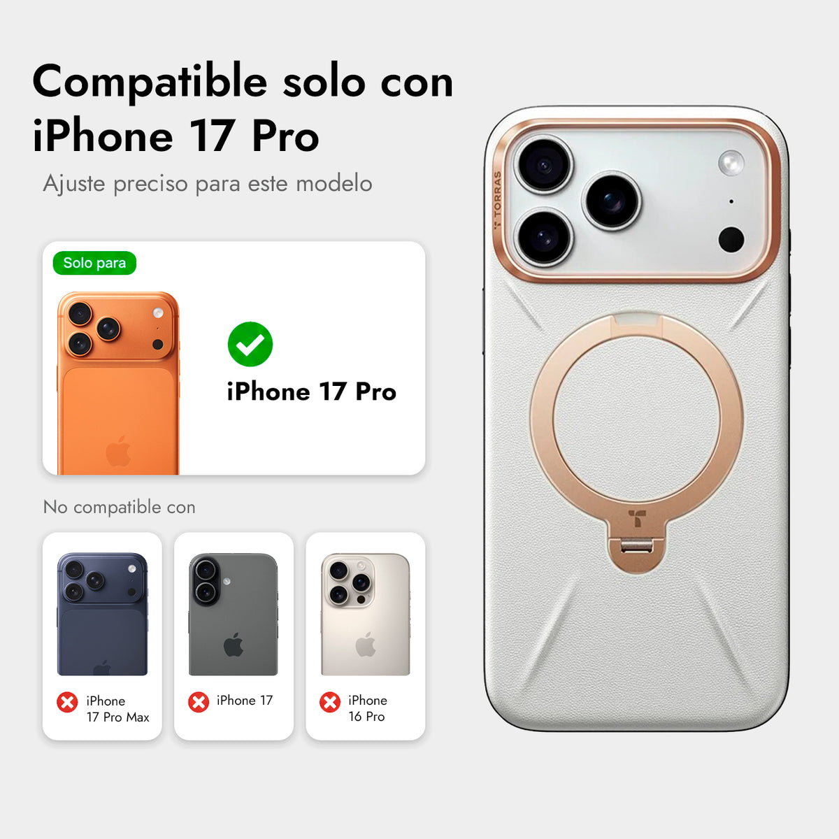 TORRAS Funda Ostand Spin VegSkin Series con Soporte para iPhone 17 Pro/18 Pro Compatible con MagSafe, Gris