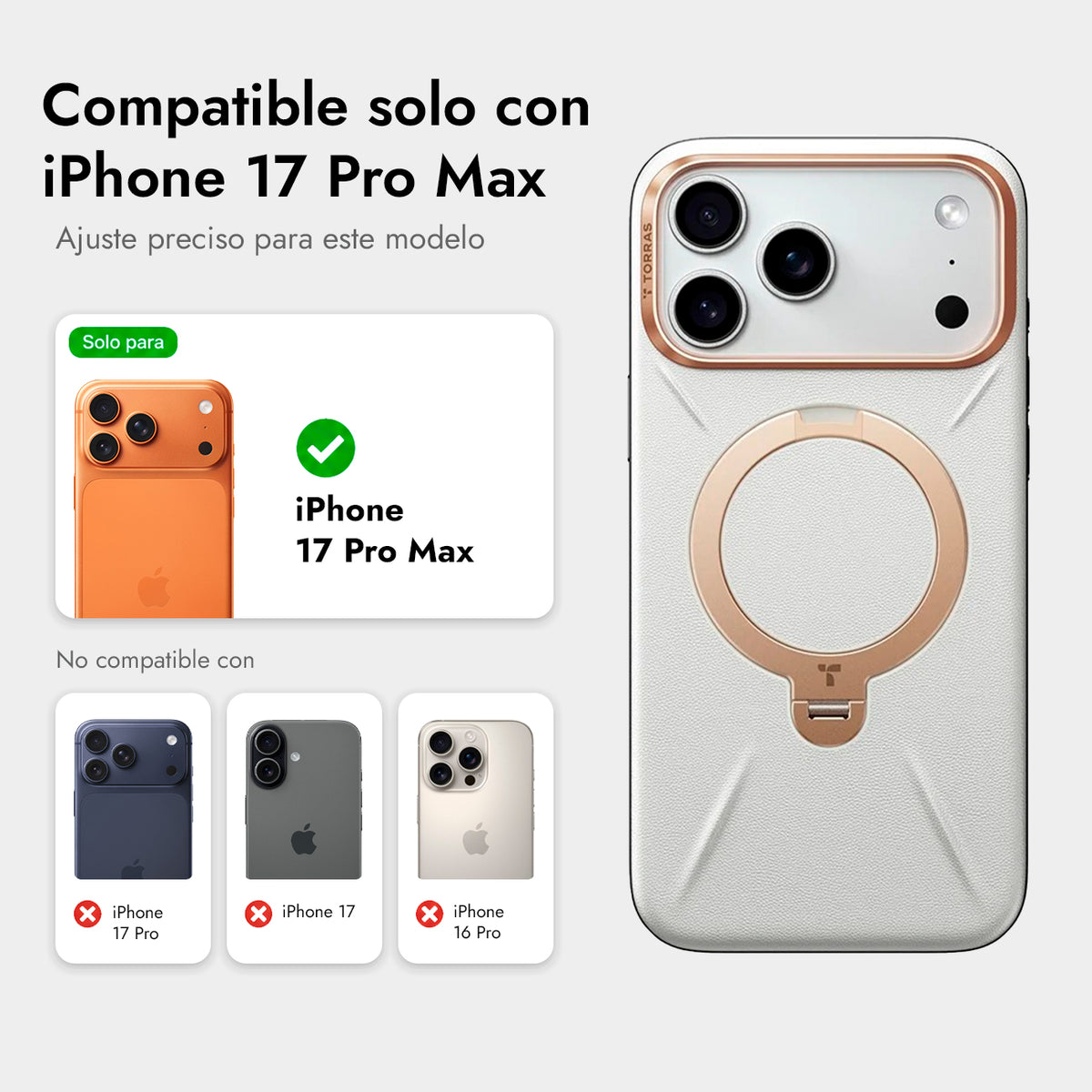 TORRAS Funda Ostand Spin VegSkin Series con Soporte para iPhone 17 Pro Max/18 Pro Max Compatible con MagSafe, Gris