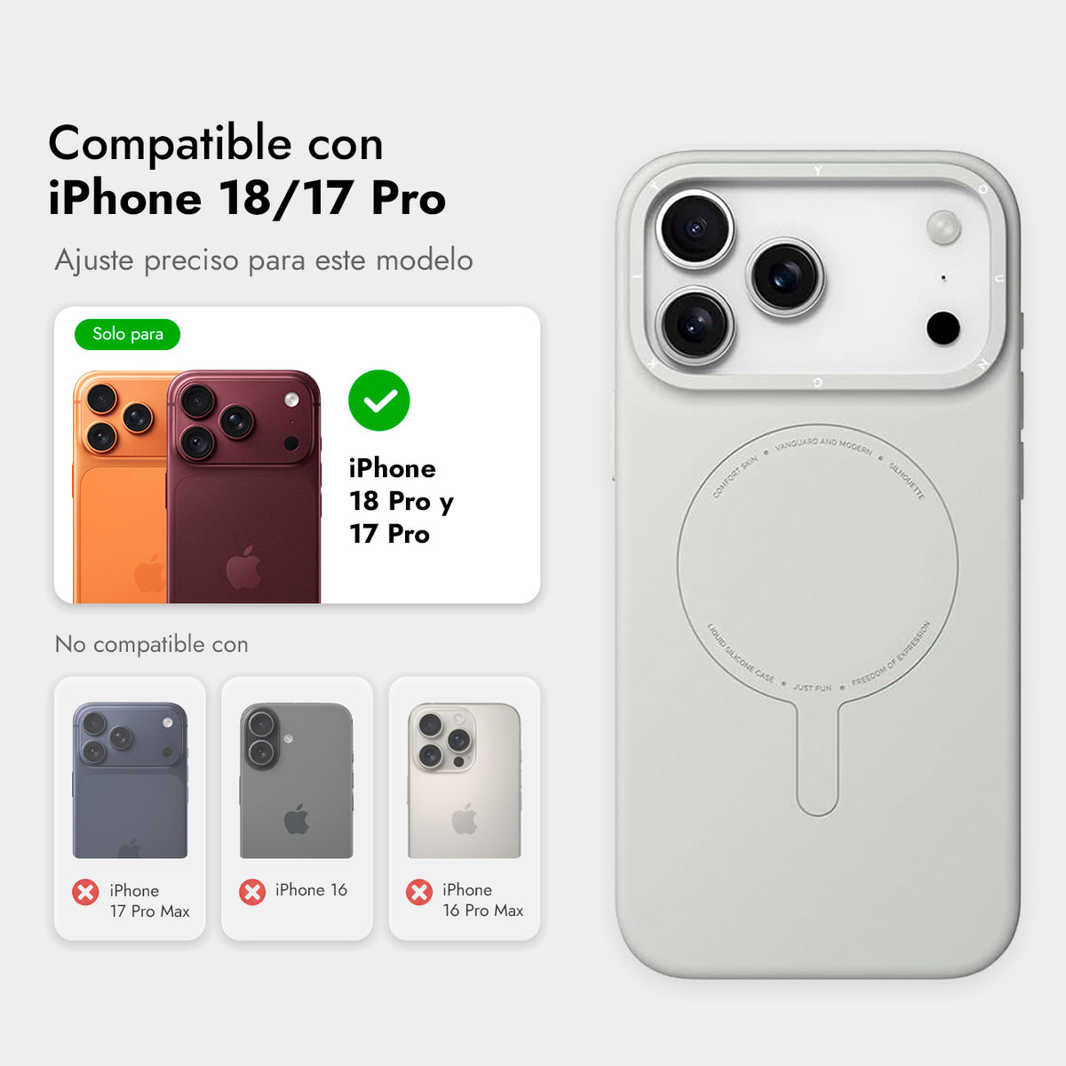 YOUNGKIT Funda Touch para iPhone 17 Pro/18 Pro Compatible con MagSafe, Blanco Nieve