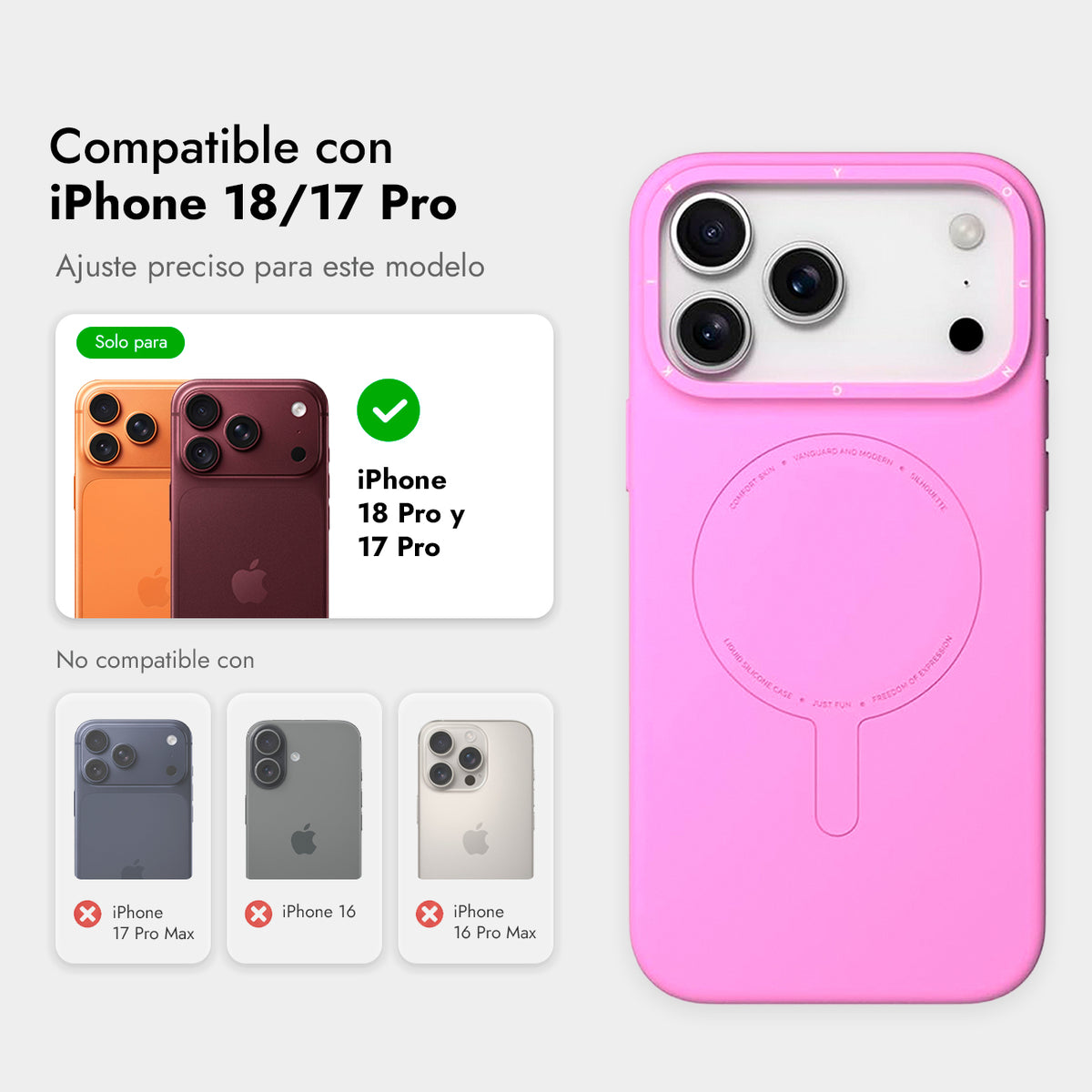 YOUNGKIT Funda Touch para iPhone 17 Pro/18 Pro Compatible con MagSafe, Rosa