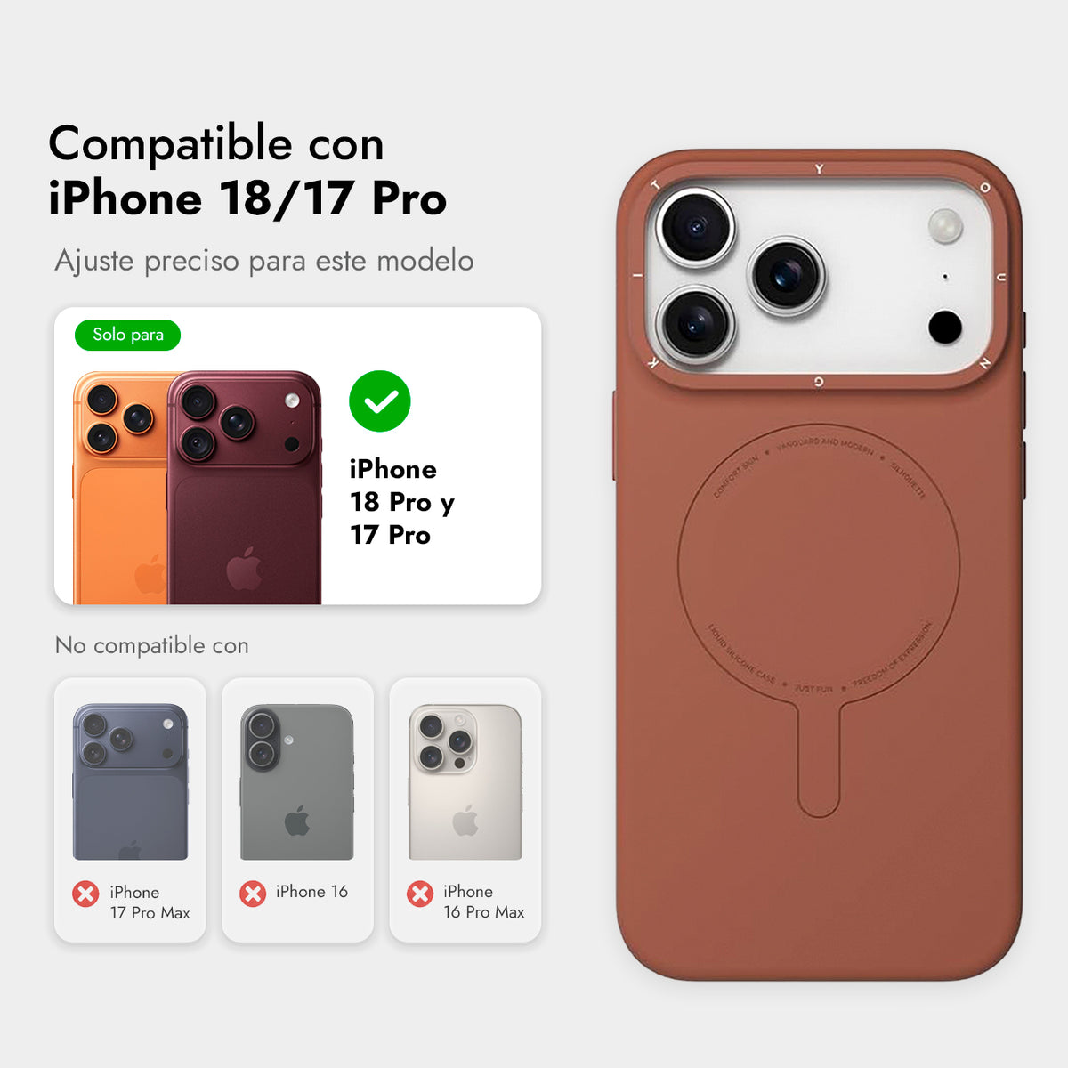 YOUNGKIT Funda Touch para iPhone 17 Pro/18 Pro Compatible con MagSafe, Carey