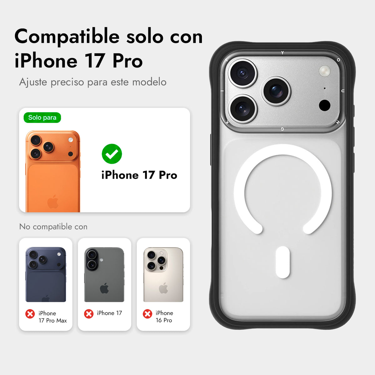 YOUNGKIT Case for iPhone 17 Pro – Dynamic II Black Transparent Magnetic Silicone Case, Modern Design and Precise Fit