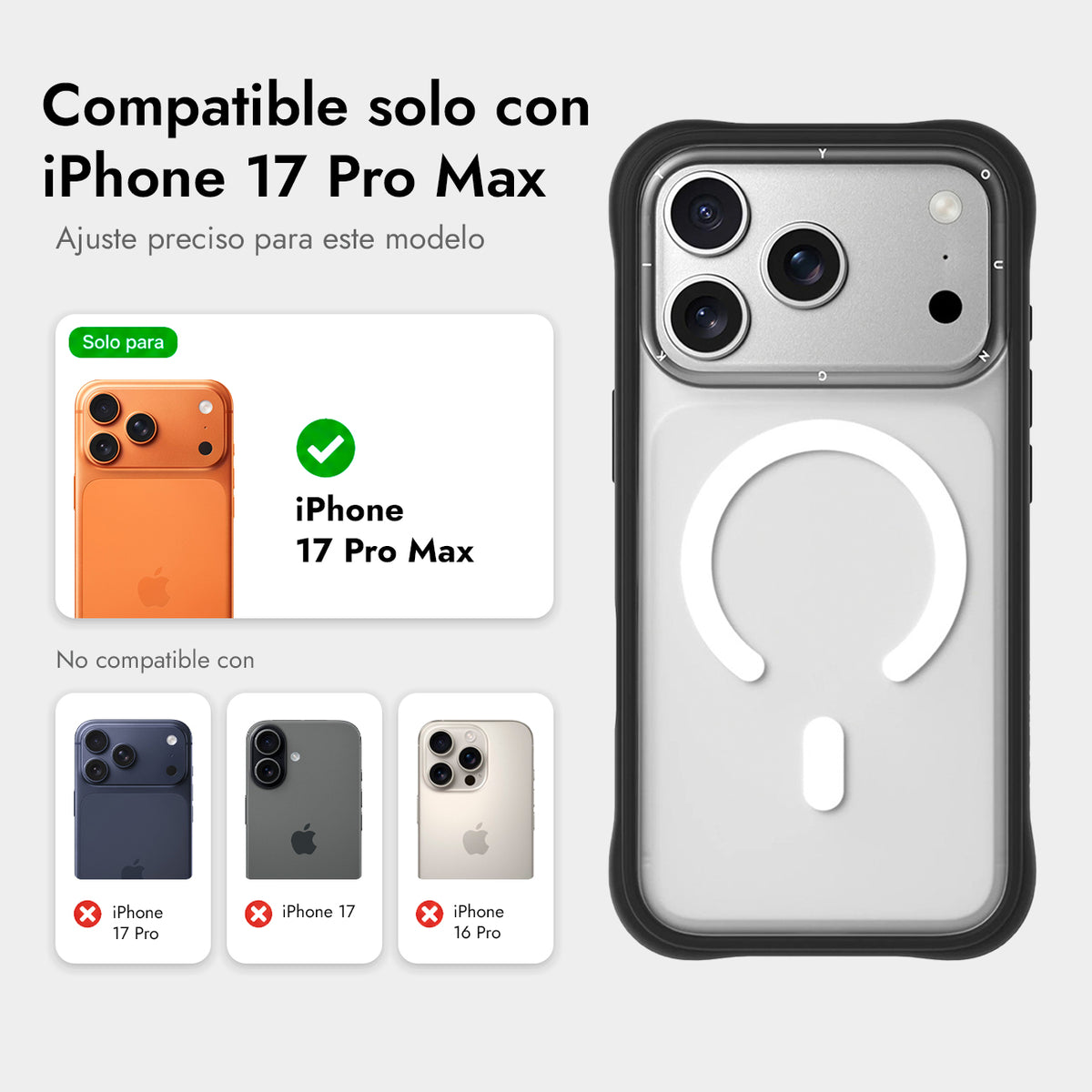 YOUNGKIT Case for iPhone 17 Pro Max – Dynamic II Magnetic Case Clear Black Silicone, Modern Design and Precise Fit