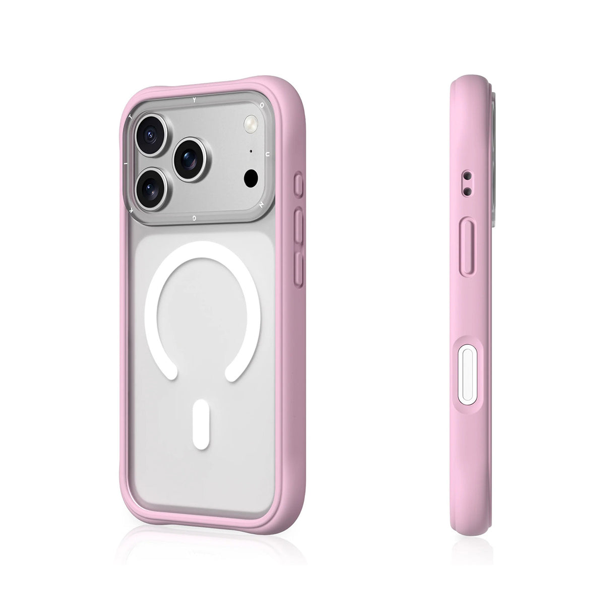 YOUNGKIT Funda Dynamic II para iPhone 17 Pro/18 Pro Compatible con MagSafe, Transparente Rosa