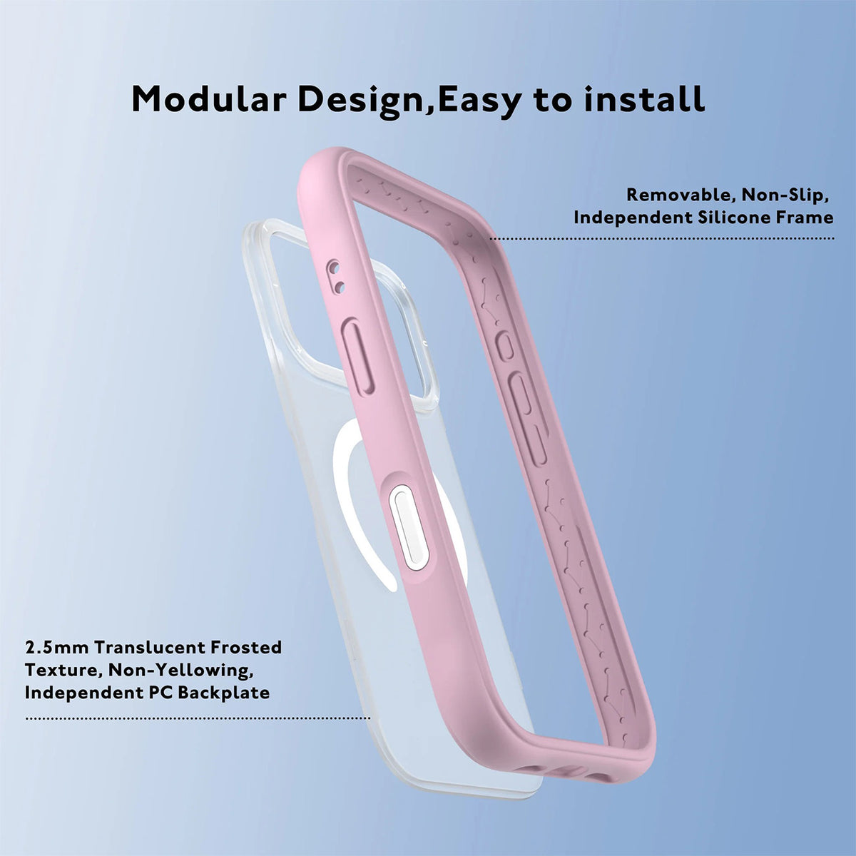YOUNGKIT Funda Dynamic II para iPhone 17 Pro/18 Pro Compatible con MagSafe, Transparente Rosa