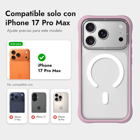 YOUNGKIT Funda Dynamic II para iPhone 17 Pro Max Compatible con MagSafe, Marco de Silicona y Trasera Removible, Transparente Rosa