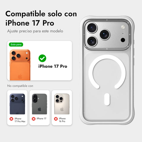 YOUNGKIT Funda Dynamic II para iPhone 17 Pro Compatible con MagSafe, Marco de Silicona y Trasera Removible, Transparente Blanca