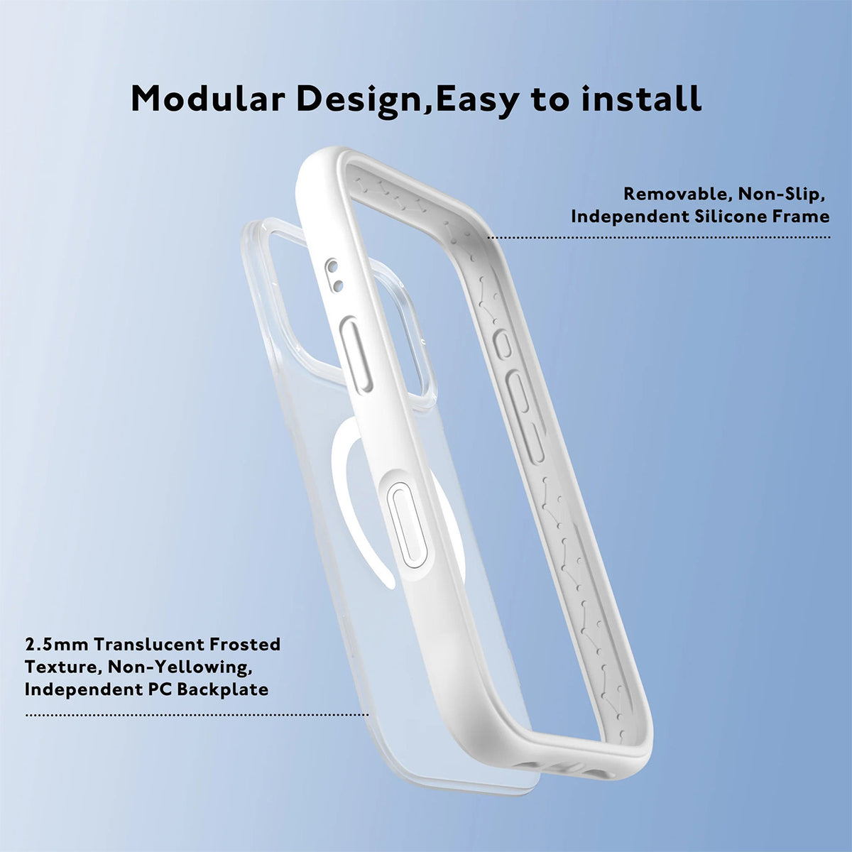 YOUNGKIT Funda Dynamic II para iPhone 17 Pro/18 Pro Compatible con MagSafe, Transparente Blanca