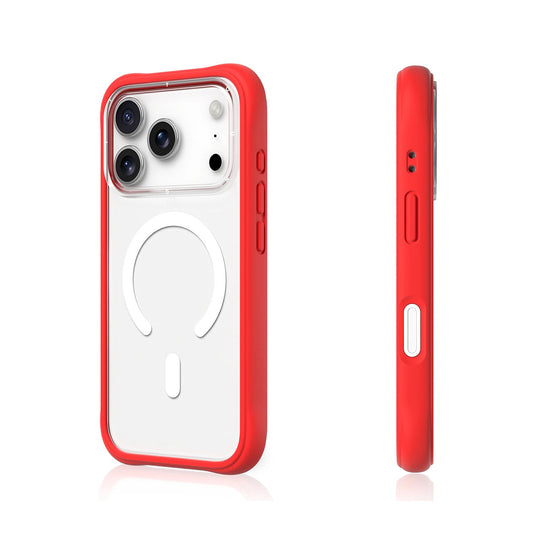 YOUNGKIT Case for iPhone 17 Pro Max – Dynamic II Transparent Red Magnetic Silicone Case, Modern Design and Precise Fit