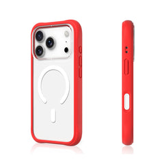 YOUNGKIT Funda Dynamic II para iPhone 17 Pro Compatible con MagSafe, Marco de Silicona y Trasera Removible, Transparente Roja