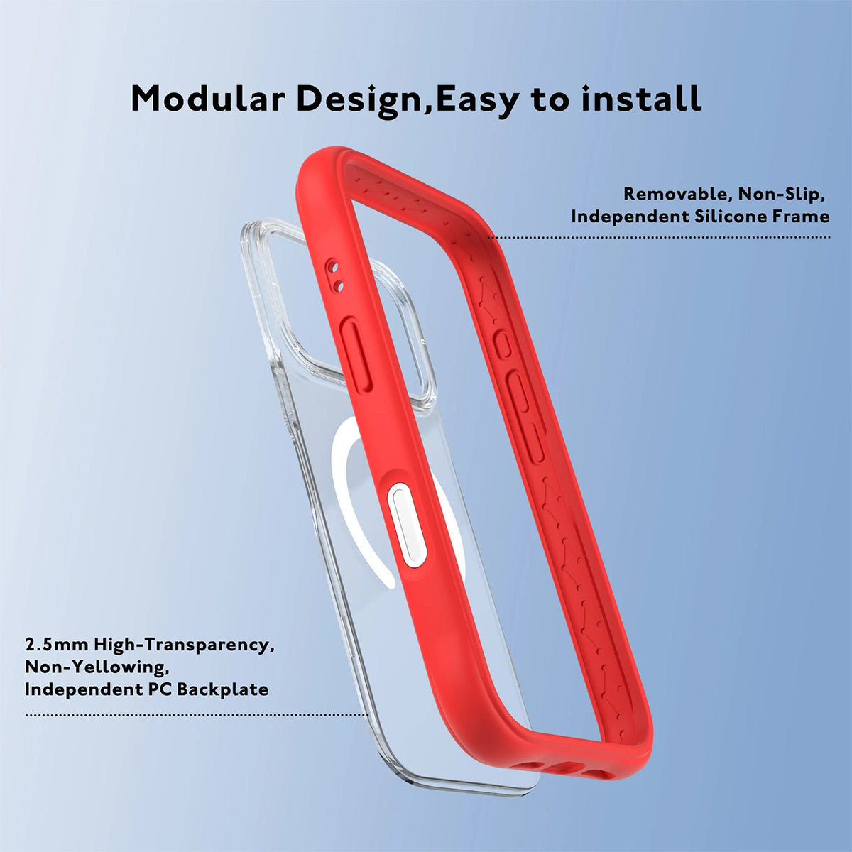 YOUNGKIT Funda Dynamic II para iPhone 17 Pro Max/18 Pro Max Compatible con MagSafe, Transparente Roja