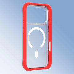 YOUNGKIT Funda Dynamic II para iPhone 17 Pro Compatible con MagSafe, Marco de Silicona y Trasera Removible, Transparente Roja