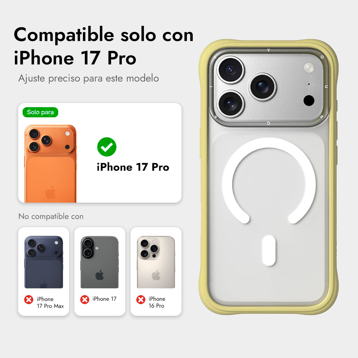 YOUNGKIT Case for iPhone 17 Pro – Dynamic II Magnetic Case Transparent Yellow Tulip Silicone, Modern Design and Precise Fit