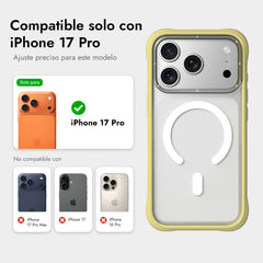 YOUNGKIT Funda Dynamic II para iPhone 17 Pro Compatible con MagSafe, Marco de Silicona y Trasera Removible, Transparente Amarillo Tulip