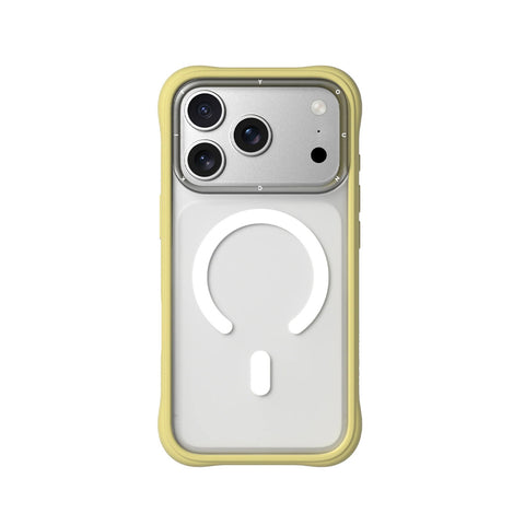 YOUNGKIT Funda Dynamic II para iPhone 17 Pro Compatible con MagSafe, Marco de Silicona y Trasera Removible, Transparente Amarillo Tulip