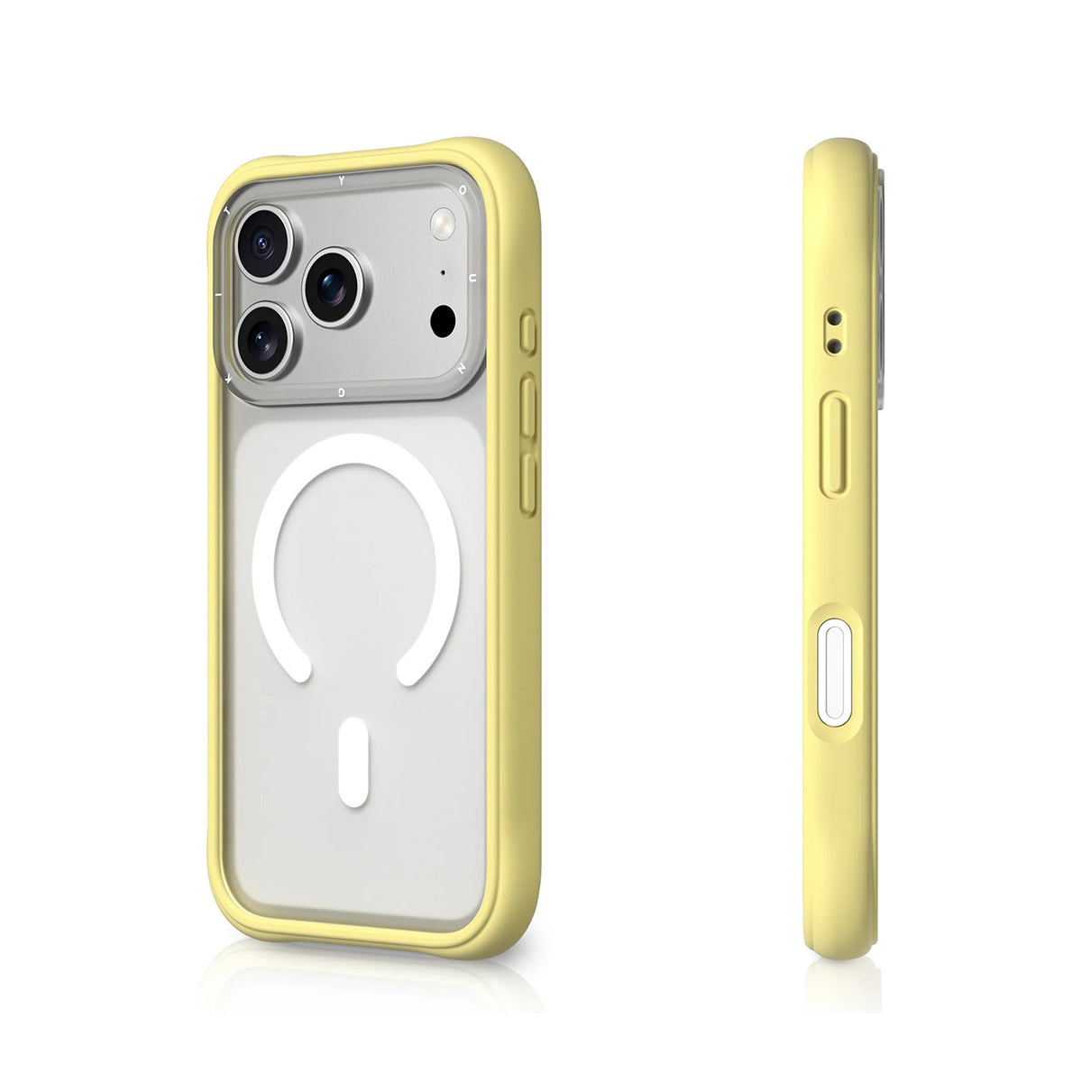 YOUNGKIT Case for iPhone 17 Pro – Dynamic II Magnetic Case Transparent Yellow Tulip Silicone, Modern Design and Precise Fit