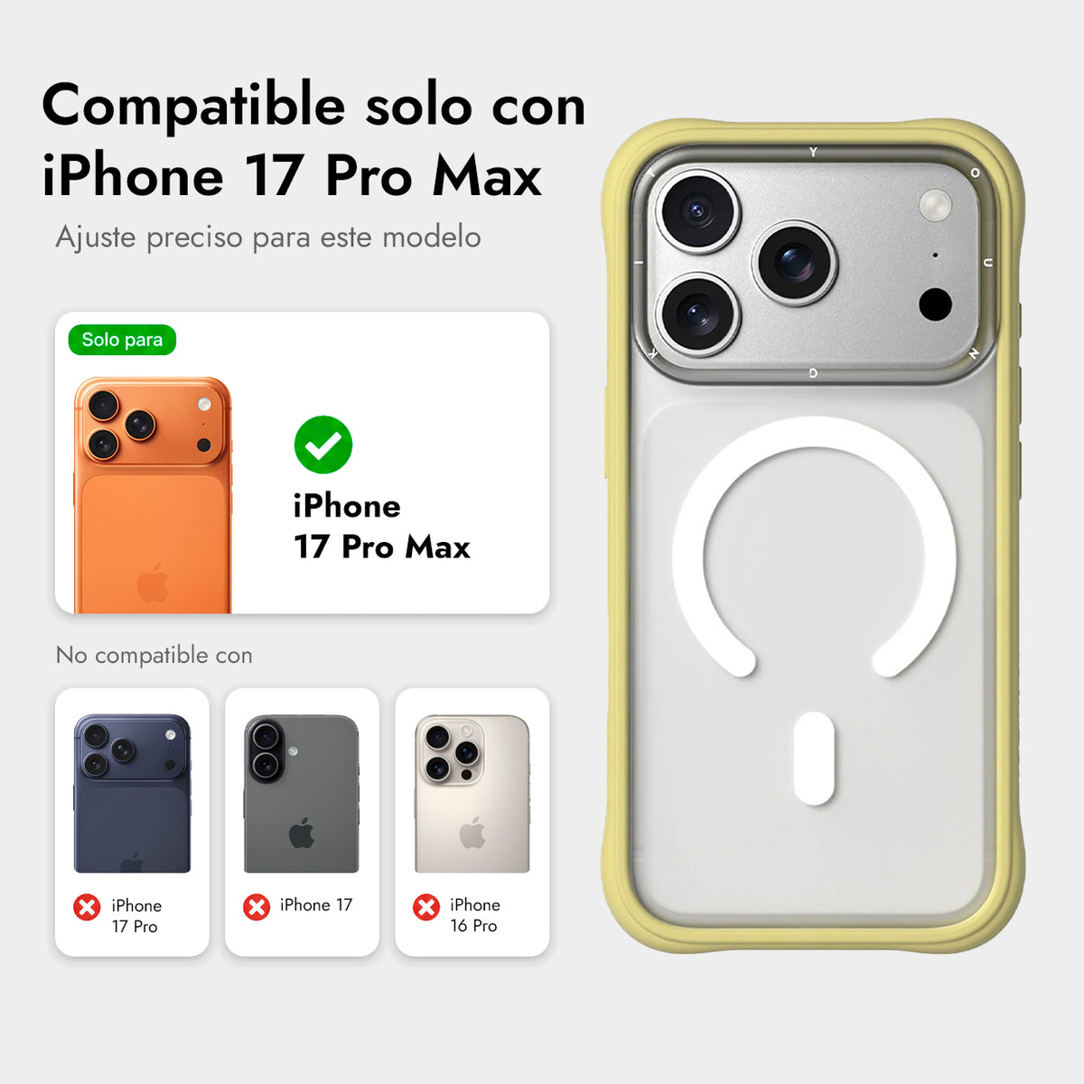 YOUNGKIT Case for iPhone 17 Pro Max – Dynamic II Magnetic Transparent Tulip Yellow Silicone Case, Modern Design and Precise Fit