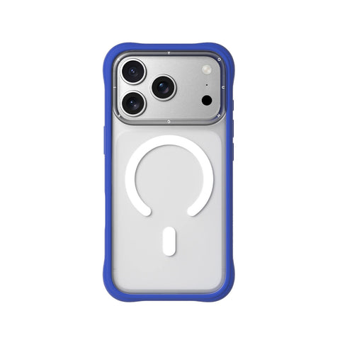 YOUNGKIT Funda Dynamic II para iPhone 17 Pro Max Compatible con MagSafe, Marco de Silicona y Trasera Removible, Transparente Azul Klein