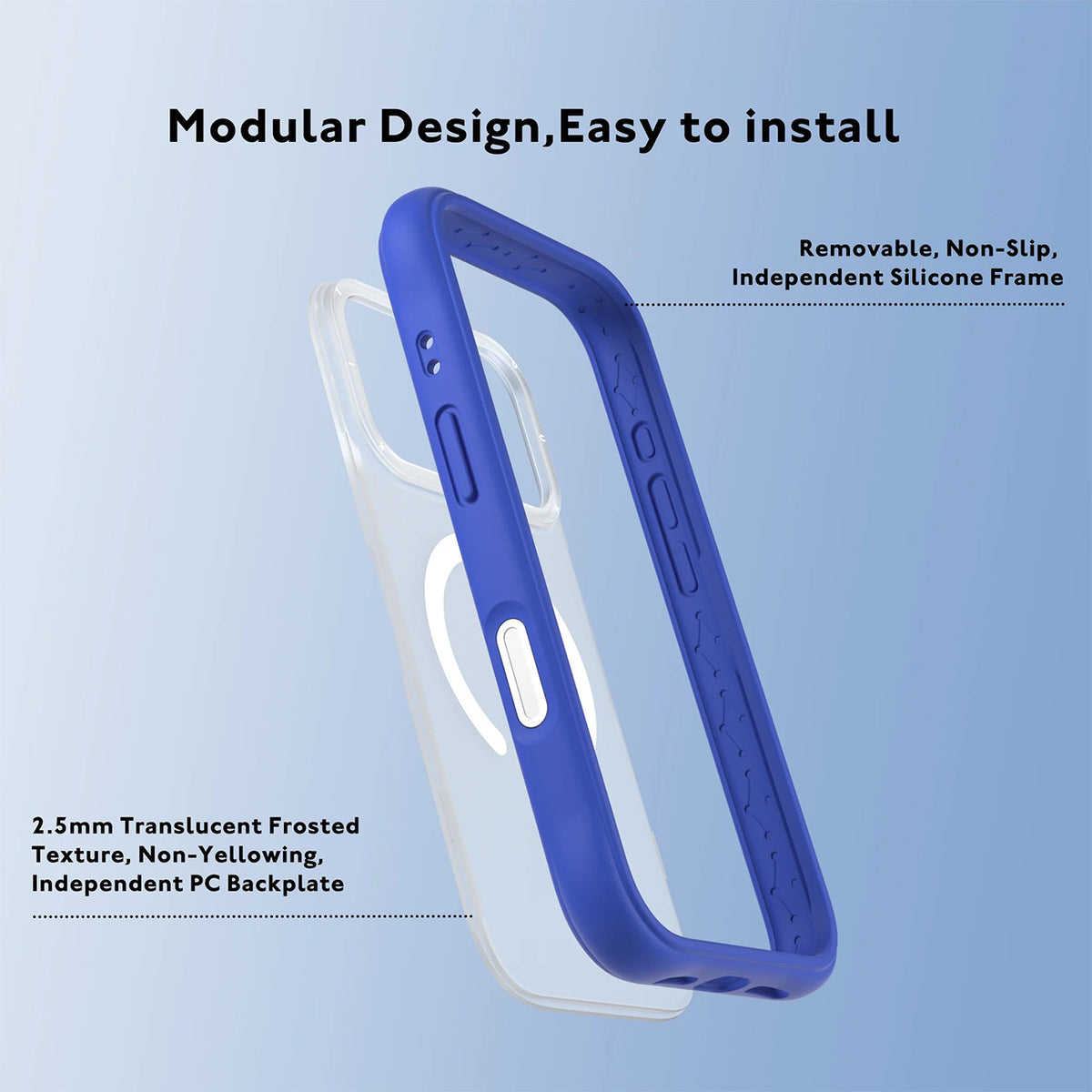 YOUNGKIT Case for iPhone 17 Pro Max - Magnetic Dynamic II Transparent Klein Blue Silicone Case, Modern Design and Precise Fit