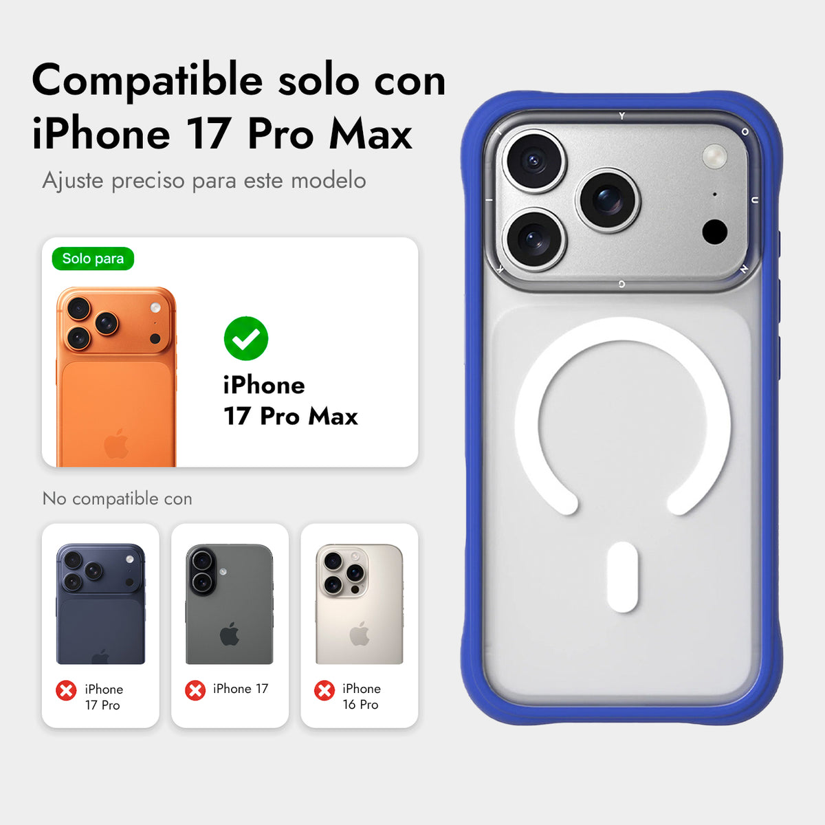 YOUNGKIT Case for iPhone 17 Pro Max - Magnetic Dynamic II Transparent Klein Blue Silicone Case, Modern Design and Precise Fit