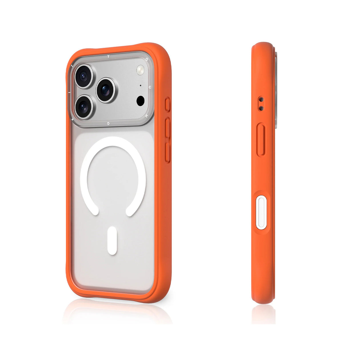 YOUNGKIT Funda Dynamic II para iPhone 17 Pro Max/18 Pro Max Compatible con MagSafe, Transparente Naranja