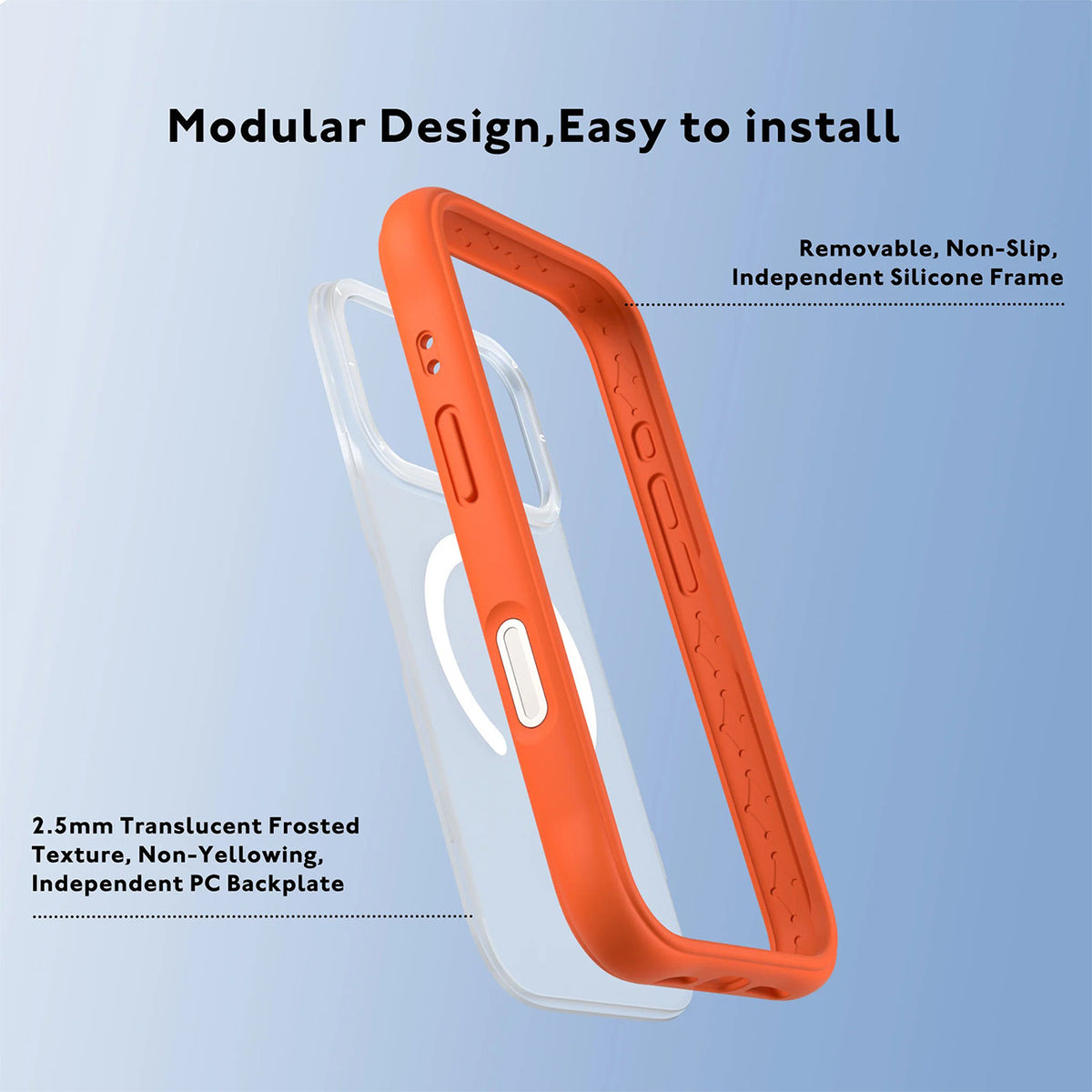 YOUNGKIT Funda Dynamic II para iPhone 17 Pro Max/18 Pro Max Compatible con MagSafe, Transparente Naranja